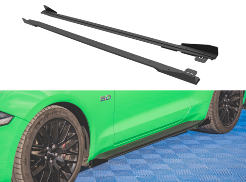 Maxton Design Maxton Design Street Pro Side Skirts Diffusers V.1 + Flaps Ford Mustang GT Mk6 Facelift