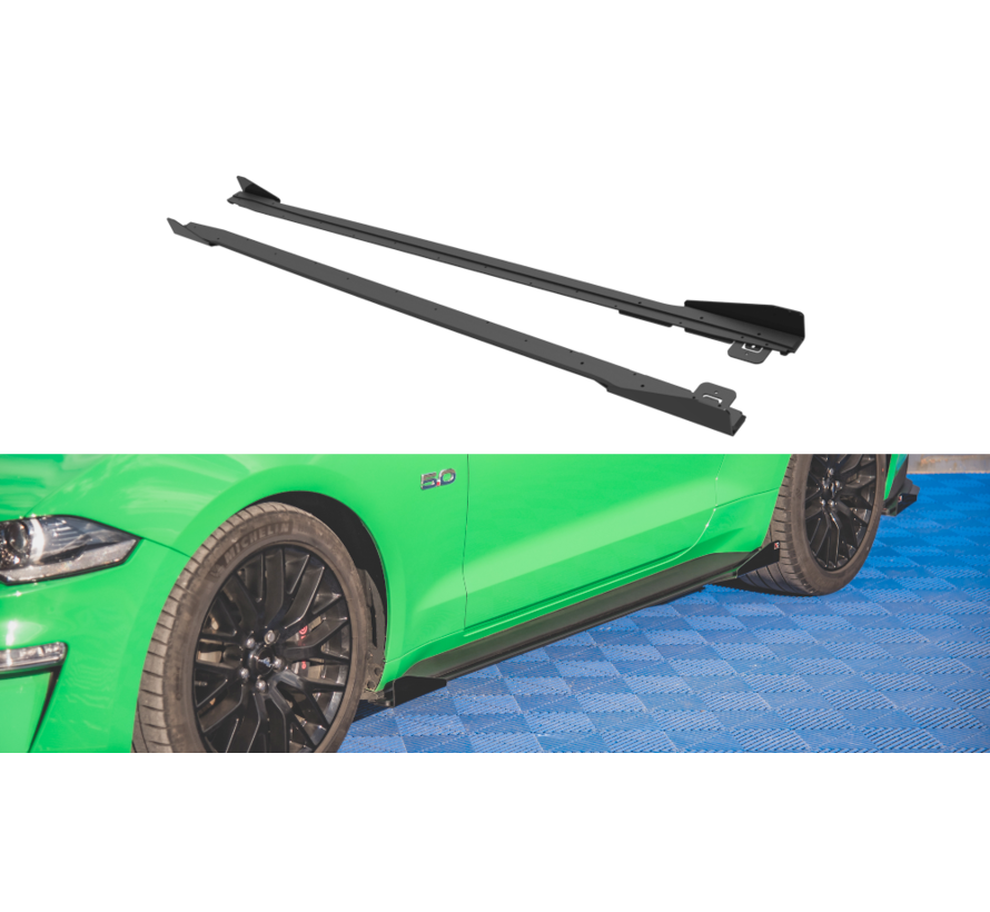 Maxton Design Street Pro Side Skirts Diffusers V.1 + Flaps Ford Mustang GT Mk6 Facelift