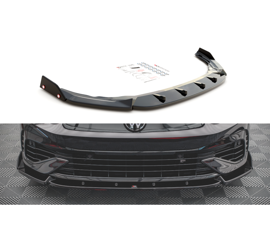 Maxton Design Front Splitter V.2 + Flaps Volkswagen Golf R Mk8