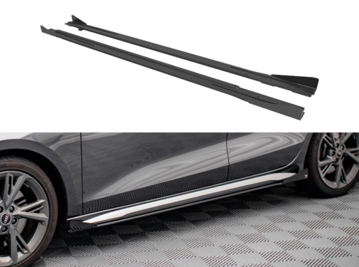Maxton Design Maxton Design Street Pro Side Skirts Diffusers + Flaps Audi S3 / A3 S-Line 8Y
