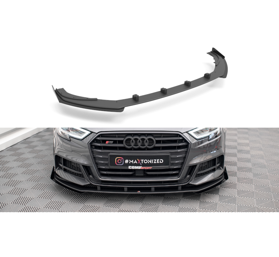 Maxton Design Street Pro Front Splitter V.1 + Flaps Audi S3 / A3 S-Line Sportback 8V Facelift