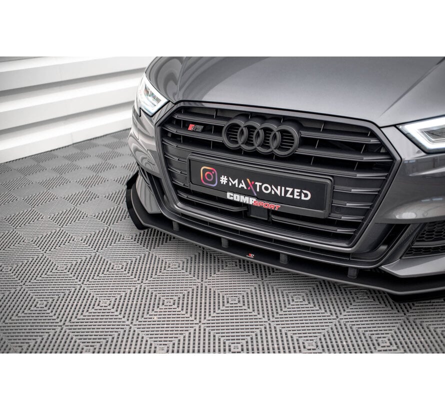 Maxton Design Street Pro Front Splitter V.1 + Flaps Audi S3 / A3 S-Line Sportback 8V Facelift