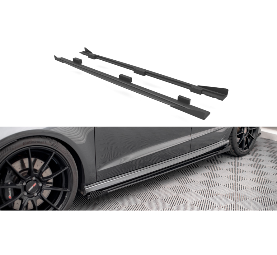 Maxton Design Street Pro Side Skirts Diffusers + Flaps Audi S3 / A3 S-Line Sportback 8V Facelift