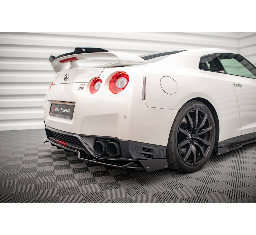 Maxton Design Central Rear Splitter + Flaps for Nissan GTR R35 Facelift