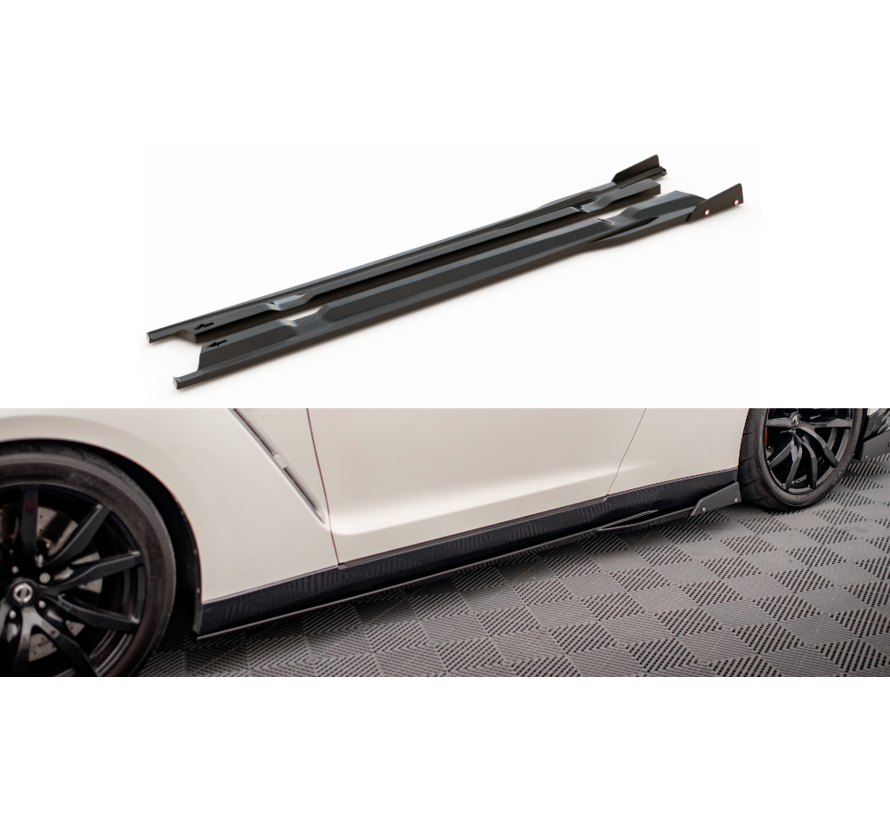 Maxton Design Side Skirts Diffusers + Flaps Nissan GTR R35 Facelift