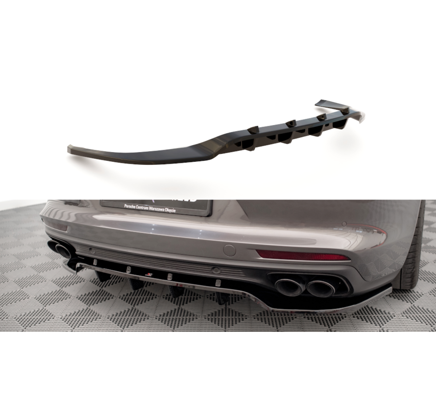 Maxton Design Central Rear Splitter (with vertical bars) Porsche Panamera E-Hybrid 971