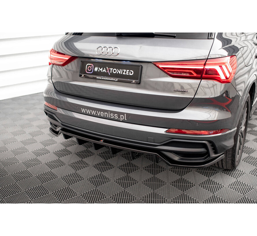 Maxton Design Central Rear Splitter (with vertical bars) Audi Q3 S-Line F3