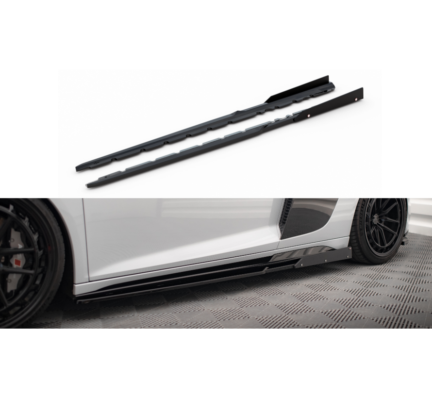 Maxton Design Side Skirts Diffusers  V.2+ Flaps Audi R8 Mk2 Facelift