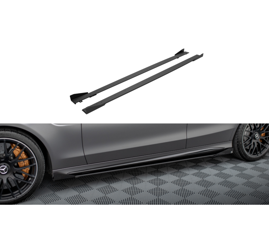 Maxton Design Street Pro Side Skirts Diffusers + Flaps Mercedes-AMG C63 Sedan / Estate W205 Facelift