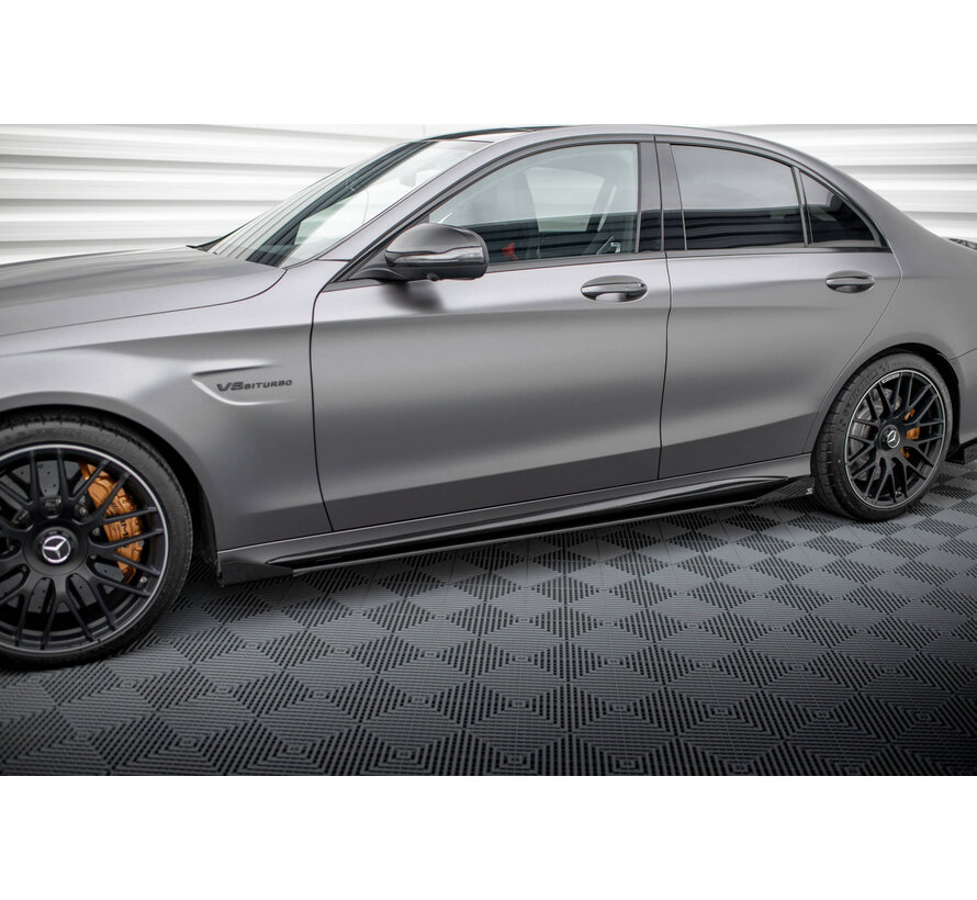 Maxton Design Street Pro Side Skirts Diffusers + Flaps Mercedes-AMG C63 Sedan / Estate W205 Facelift