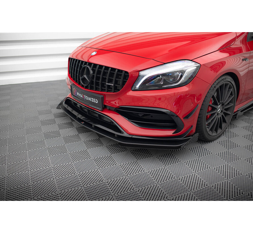 Maxton Design Street Pro Front Splitter + Flaps Mercedes-Benz A 45 AMG Aero W176 Facelift