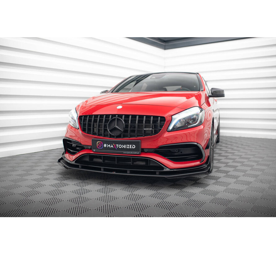 Maxton Design Street Pro Front Splitter + Flaps Mercedes-Benz A 45 AMG Aero W176 Facelift