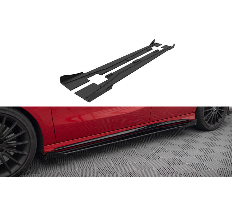 Maxton Design Street Pro Side Skirts Diffusers + Flaps Mercedes-Benz A 45 AMG W176 Facelift
