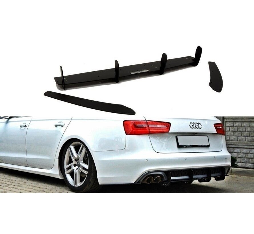 Maxton Design Rear Diffuser & Rear Side Splitters Audi A6 S-Line C7 (exhaust 1x2)
