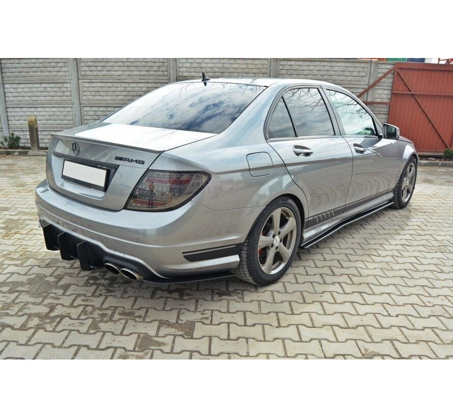 Maxton Design Mercedes C W204 AMG-Line (Facelift) REAR DIFFUSER & REAR SIDE SPLITTERS