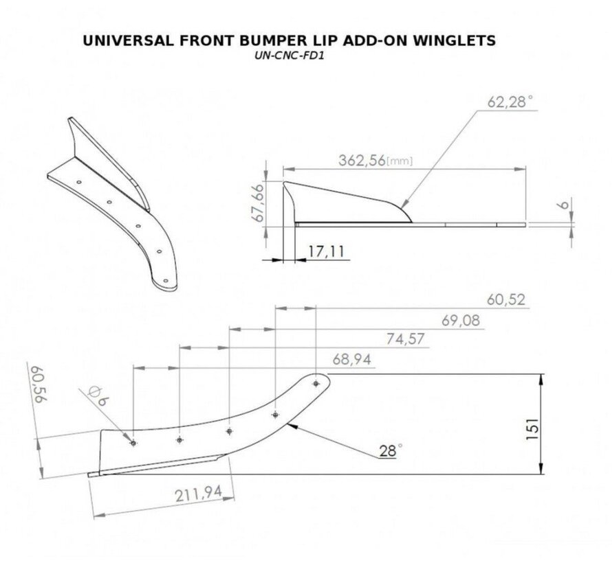 Maxton Design UNIVERSAL FRONT BUMPER LIP ADD-ON WINGLETS