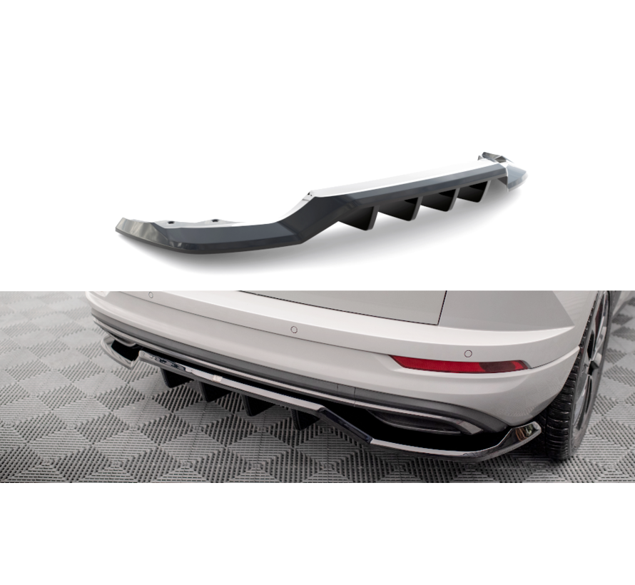 Maxton Design Central Rear Splitter (with vertical bars) Skoda Karoq Sportline Mk1 Facelift