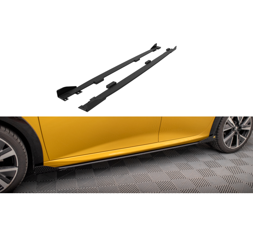 Maxton Design Street Pro Side Skirts Diffusers + Flaps Peugeot 208 GT Mk2