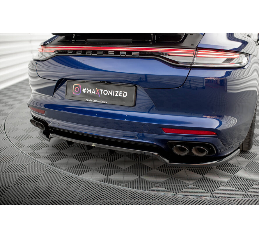 Maxton Design Central Rear Splitter (with vertical bars) Porsche Panamera E-Hybrid 971 Facelift