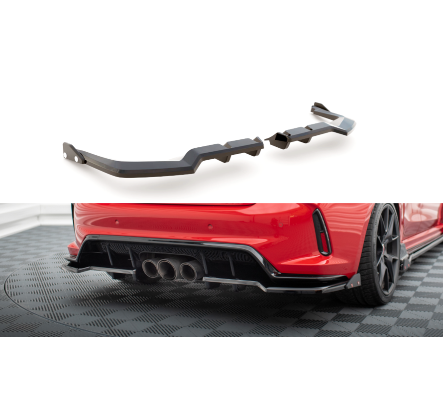 Maxton Design Central Rear Splitter (with vertical bars) V.1 + Flaps Honda Civic Type-R Mk 11