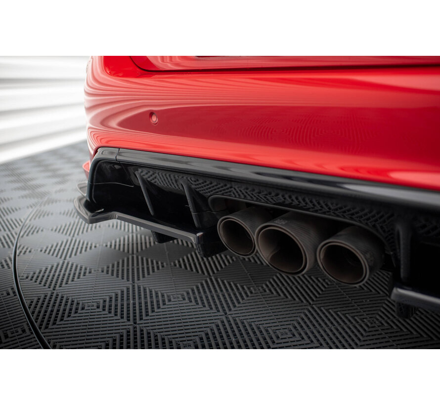 Maxton Design Central Rear Splitter (with vertical bars) V.1 + Flaps Honda Civic Type-R Mk 11