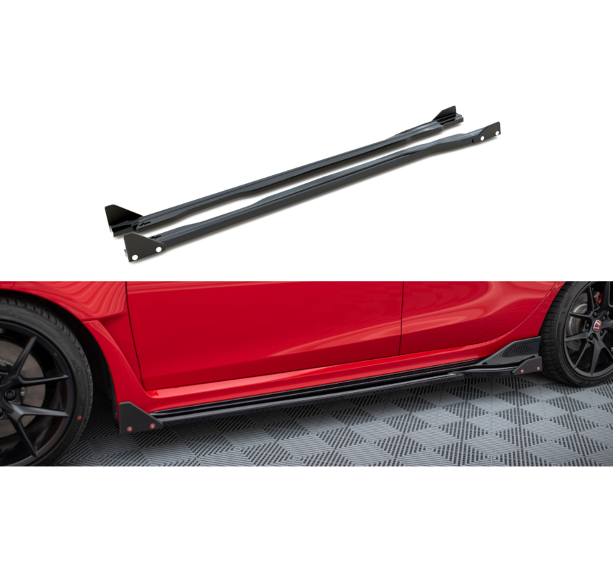 Maxton Design Side Skirts Diffusers V.1 + Flaps Honda Civic Type-R Mk 11