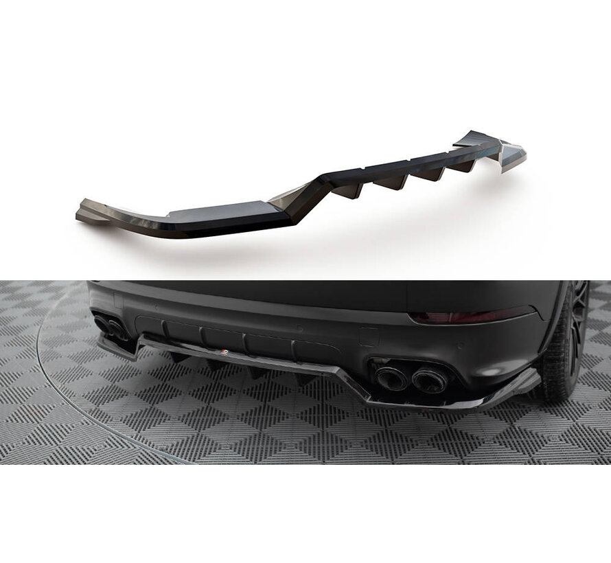 Maxton Design Central Rear Splitter (with vertical bars) Porsche Cayenne Sport Design Mk3