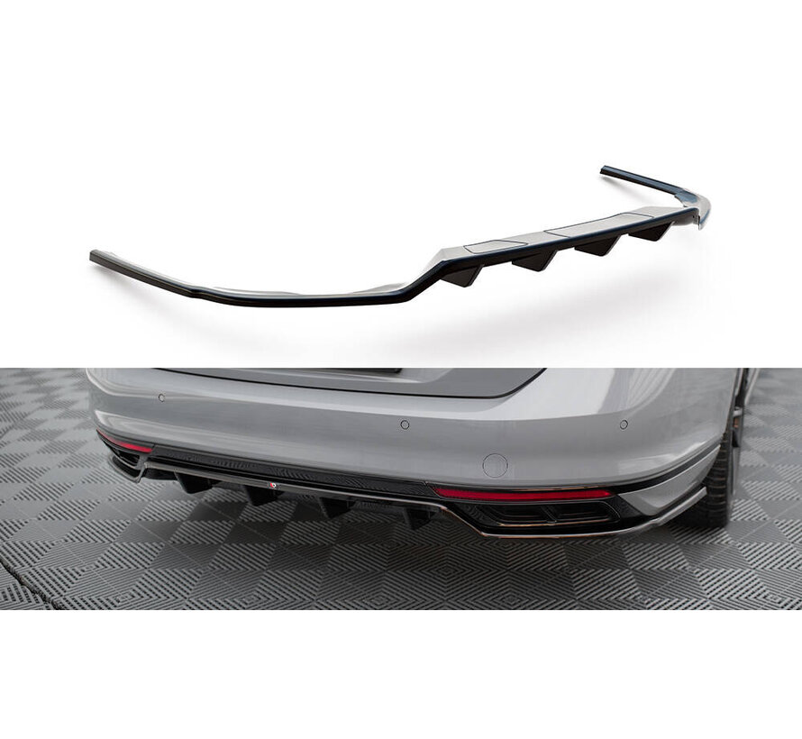 Maxton Design Central Rear Splitter (with vertical bars) Volkswagen Passat R-Line B8 Facelift