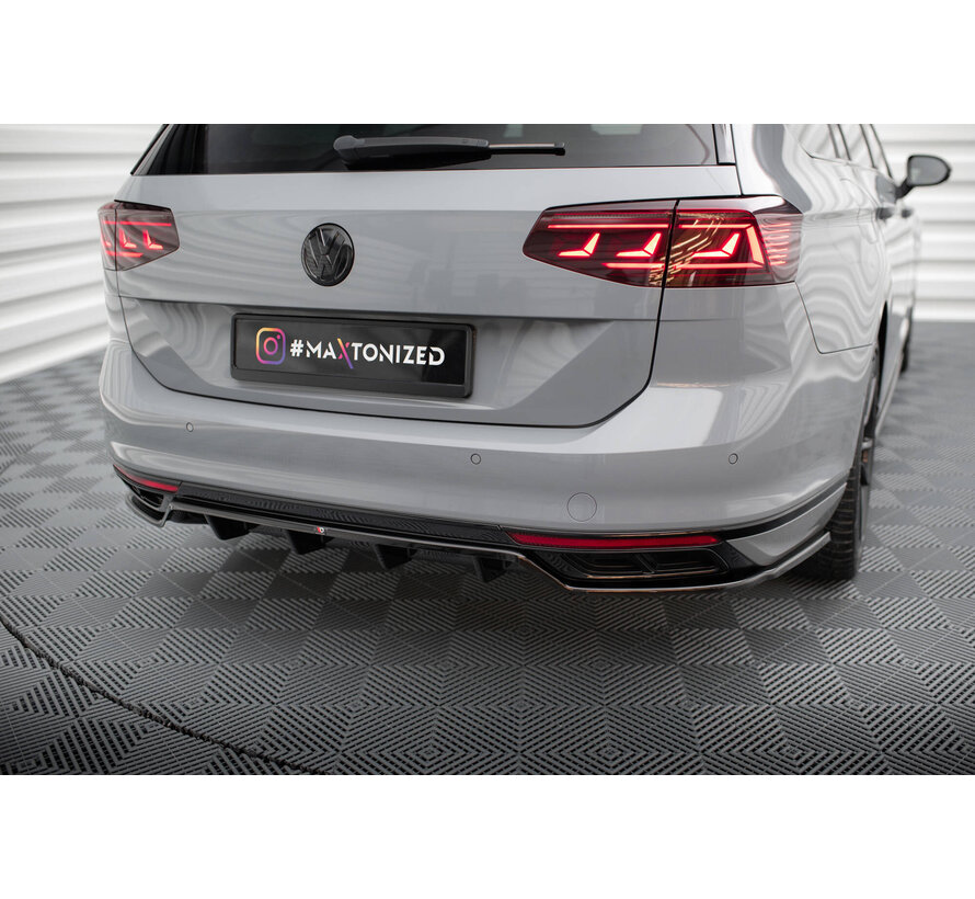 Maxton Design Central Rear Splitter (with vertical bars) Volkswagen Passat R-Line B8 Facelift