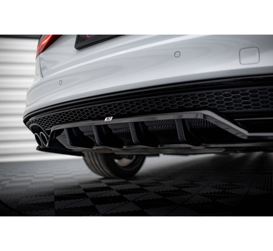 Maxton Design Central Rear Splitter (with vertical bars) Audi A4 Competition B8 Facelift