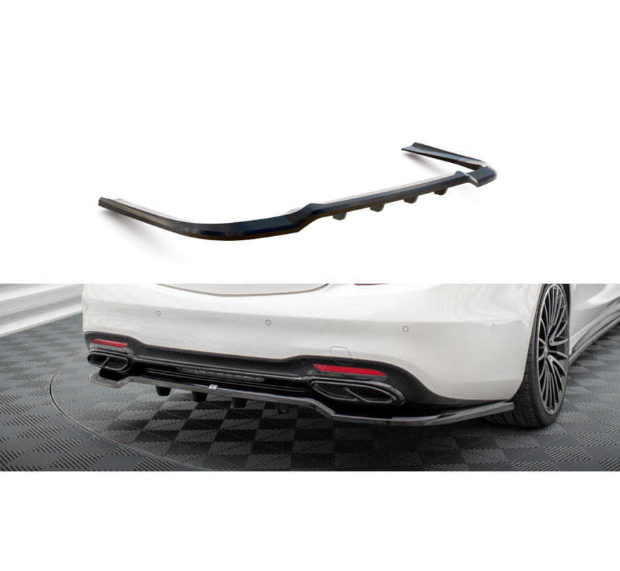 Maxton Design Central Rear Splitter (with vertical bars) Mercedes-Benz S AMG-Line W222 Facelift