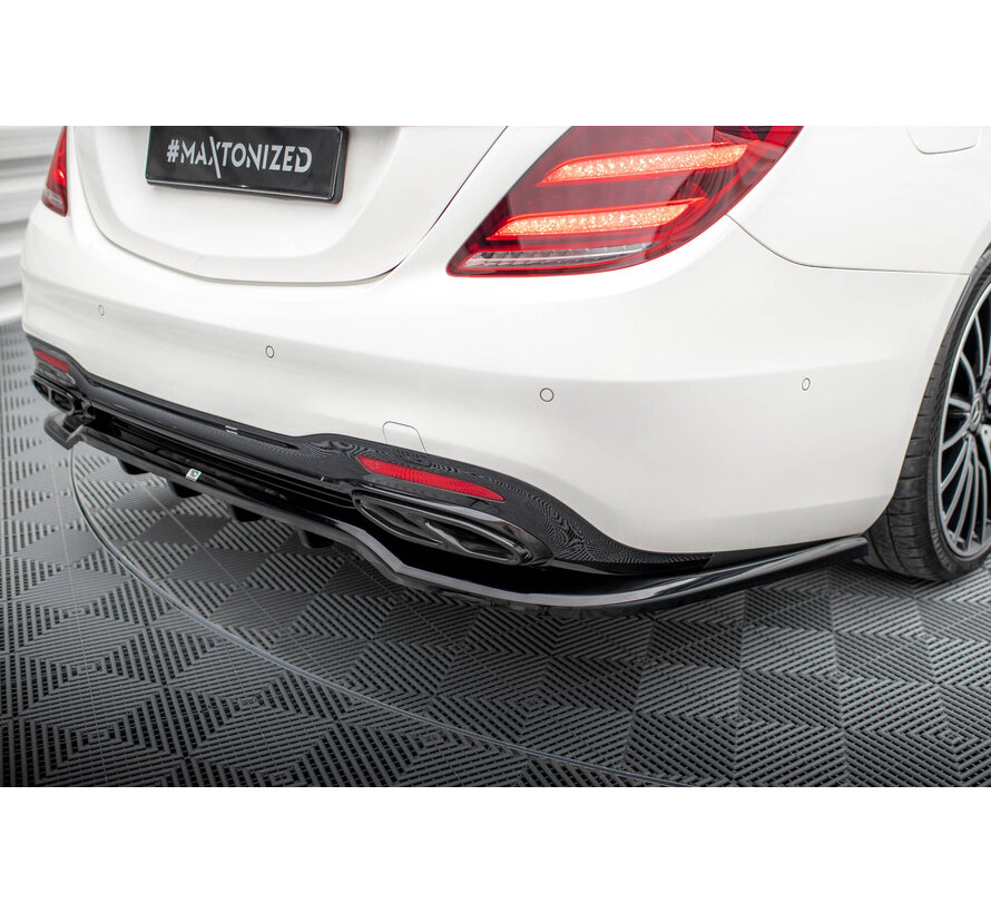 Maxton Design Central Rear Splitter (with vertical bars) Mercedes-Benz S AMG-Line W222 Facelift