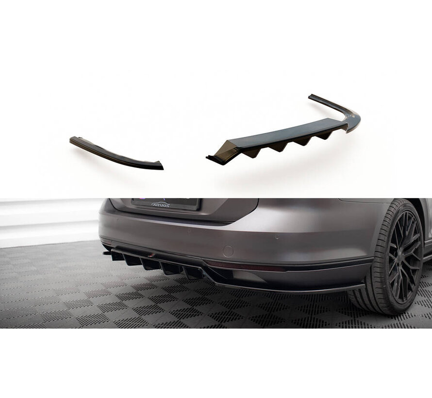 Maxton Design Central Rear Splitter (with vertical bars) Volkswagen Passat R-Line B8