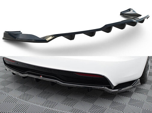 Maxton Design Maxton Design Central Rear Splitter (with vertical bars) V.1 Tesla Model S Plaid Mk1 Facelift