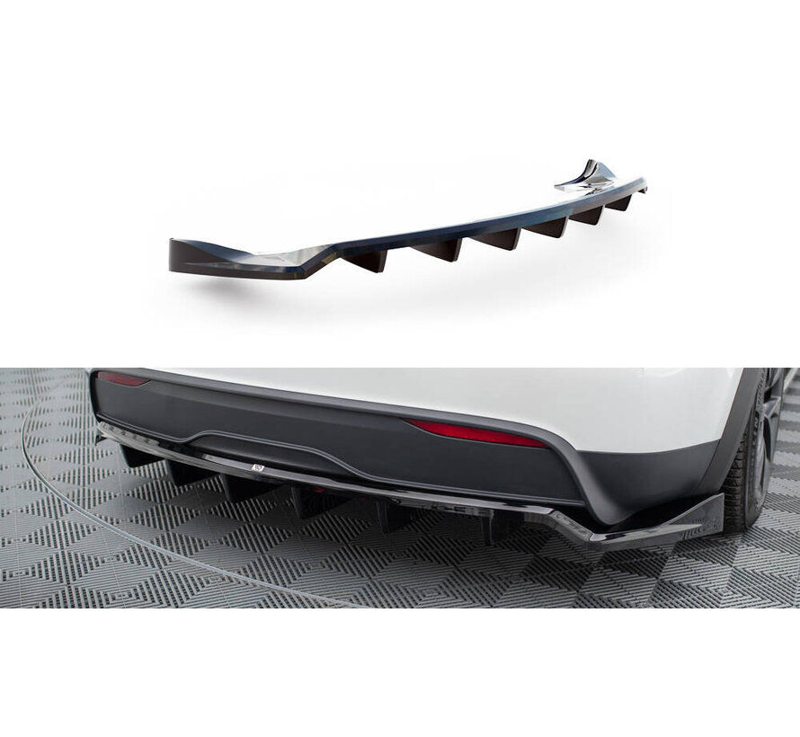 Maxton Design Rear Splitter (with vertical bars) Tesla Model X Mk1 Facelift