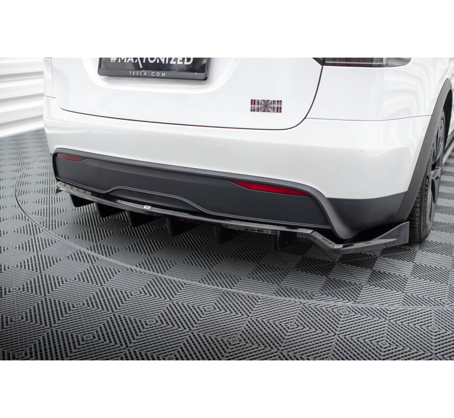 Maxton Design Rear Splitter (with vertical bars) Tesla Model X Mk1 Facelift
