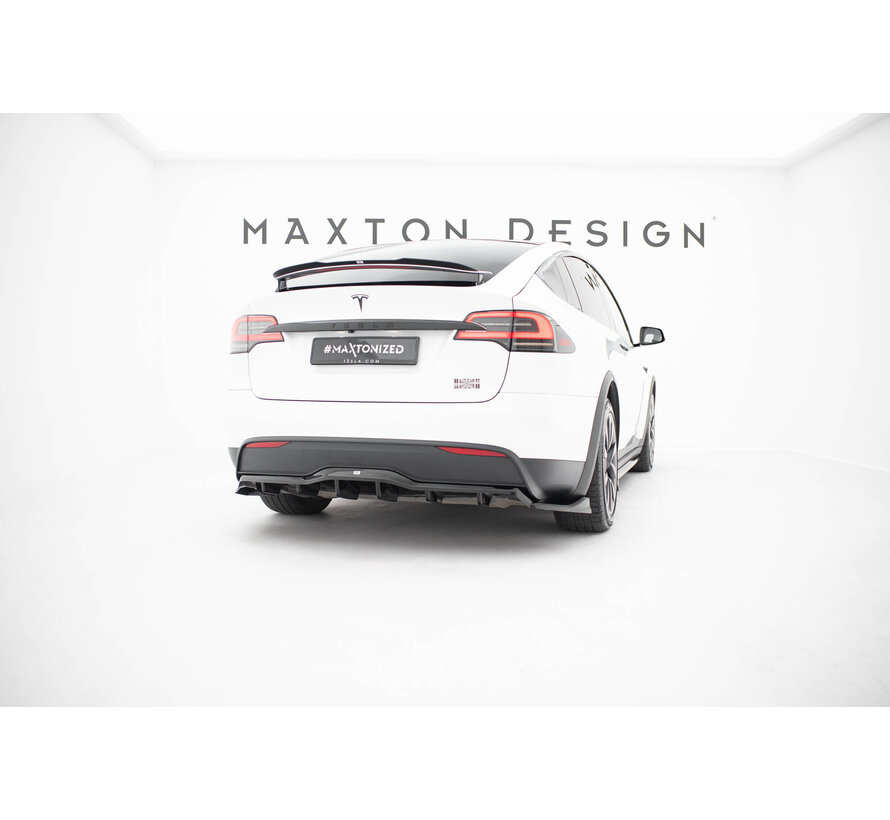 Maxton Design Rear Splitter (with vertical bars) V.2 Tesla Model X Mk1 Facelift