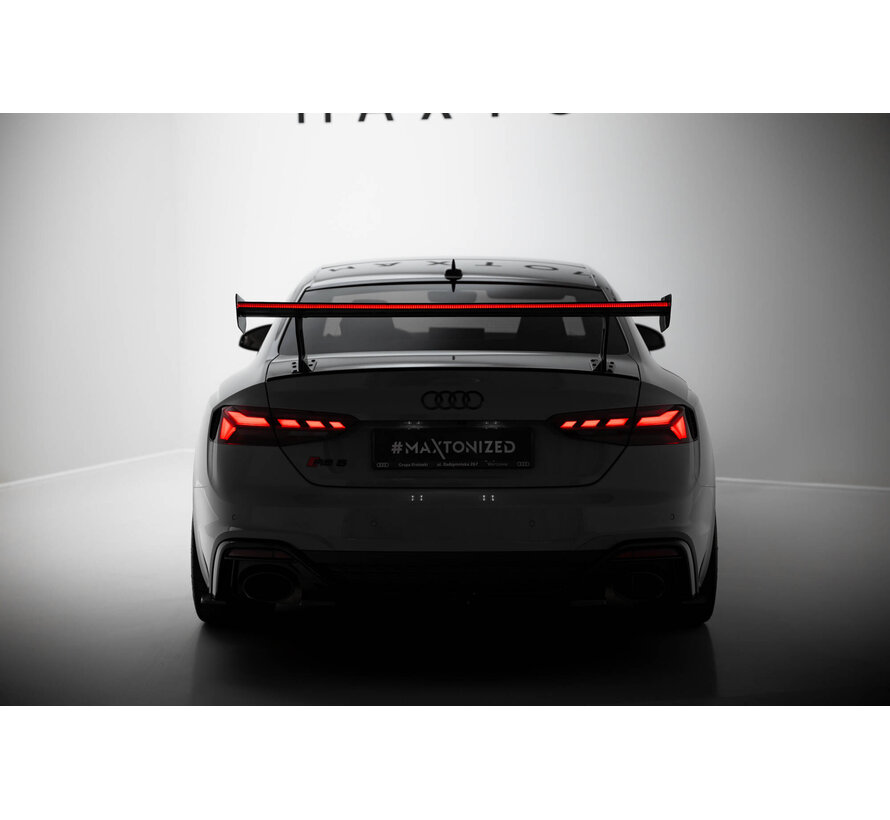 Maxton Design Carbon Spoiler With External Brackets Uprights V.1 + LED Audi A5 / A5 S-Line / S5 / RS5 Coupe F5 / F5 Facelift