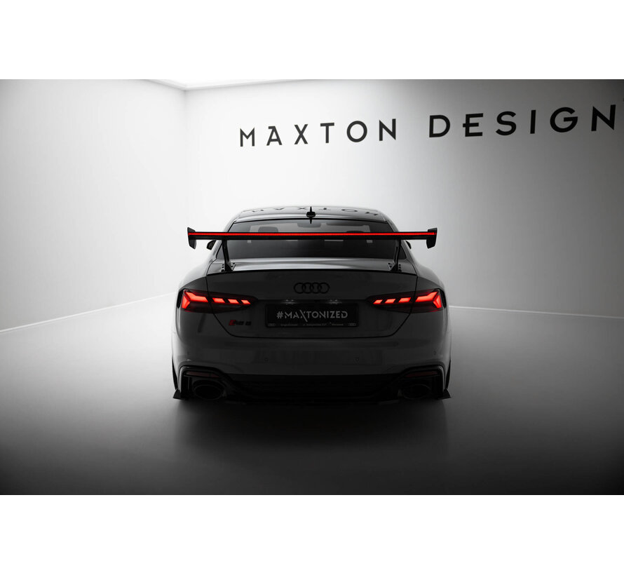 Maxton Design Carbon Spoiler With External Brackets Uprights V.1 + LED Audi A5 / A5 S-Line / S5 / RS5 Coupe F5 / F5 Facelift