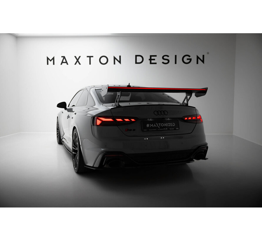 Maxton Design Carbon Spoiler With External Brackets Uprights V.1 + LED Audi A5 / A5 S-Line / S5 / RS5 Coupe F5 / F5 Facelift