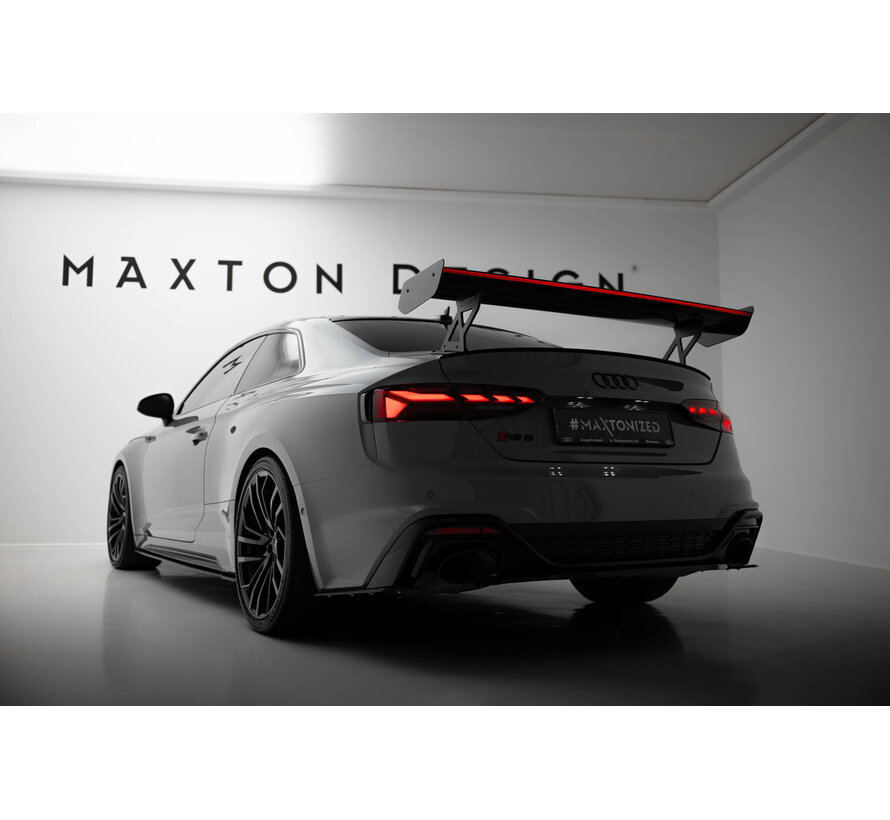 Maxton Design Carbon Spoiler With External Brackets Uprights V.1 + LED Audi A5 / A5 S-Line / S5 / RS5 Coupe F5 / F5 Facelift