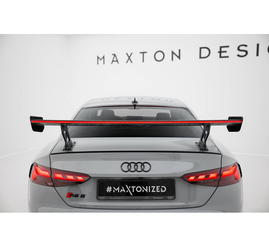 Maxton Design Carbon Spoiler With External Brackets Uprights V.1 + LED Audi A5 / A5 S-Line / S5 / RS5 Coupe F5 / F5 Facelift