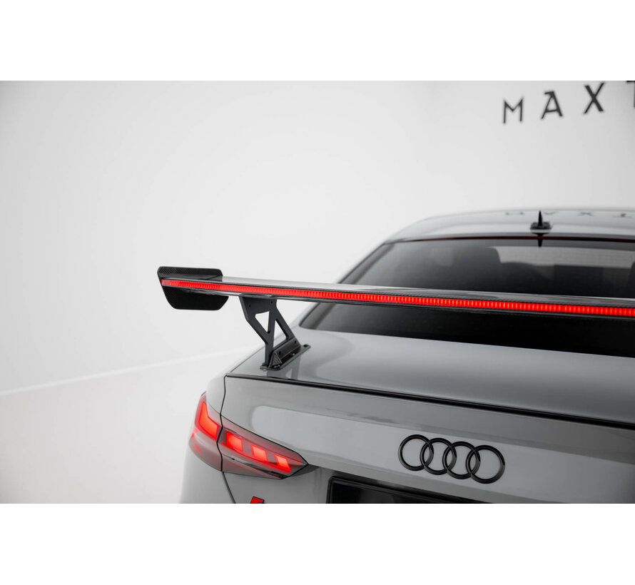 Maxton Design Carbon Spoiler With External Brackets Uprights V.1 + LED Audi A5 / A5 S-Line / S5 / RS5 Coupe F5 / F5 Facelift