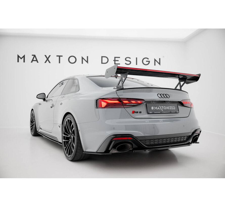 Maxton Design Carbon Spoiler With External Brackets Uprights V.1 + LED Audi A5 / A5 S-Line / S5 / RS5 Coupe F5 / F5 Facelift