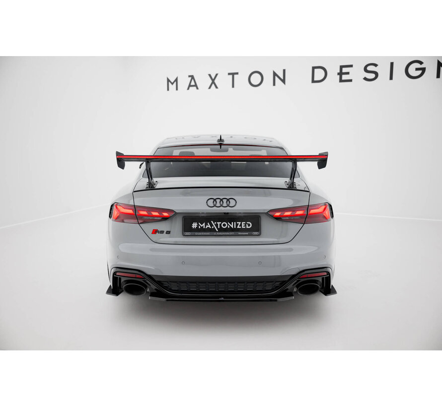 Maxton Design Carbon Spoiler With External Brackets Uprights V.1 + LED Audi A5 / A5 S-Line / S5 / RS5 Coupe F5 / F5 Facelift