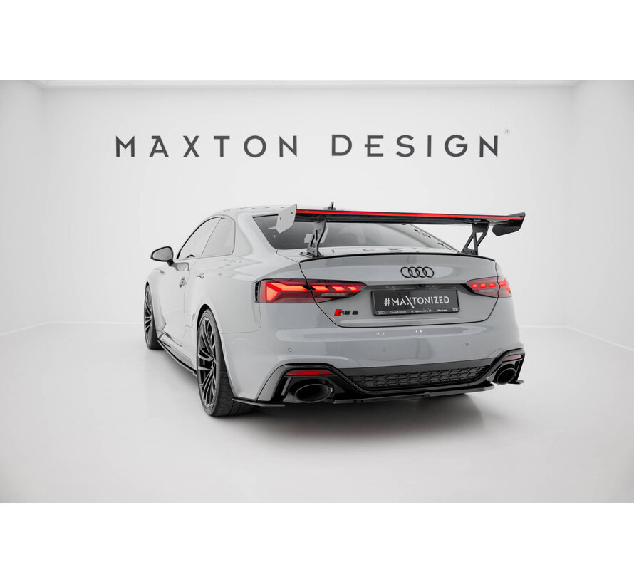 Maxton Design Carbon Spoiler With External Brackets Uprights V.1 + LED Audi A5 / A5 S-Line / S5 / RS5 Coupe F5 / F5 Facelift