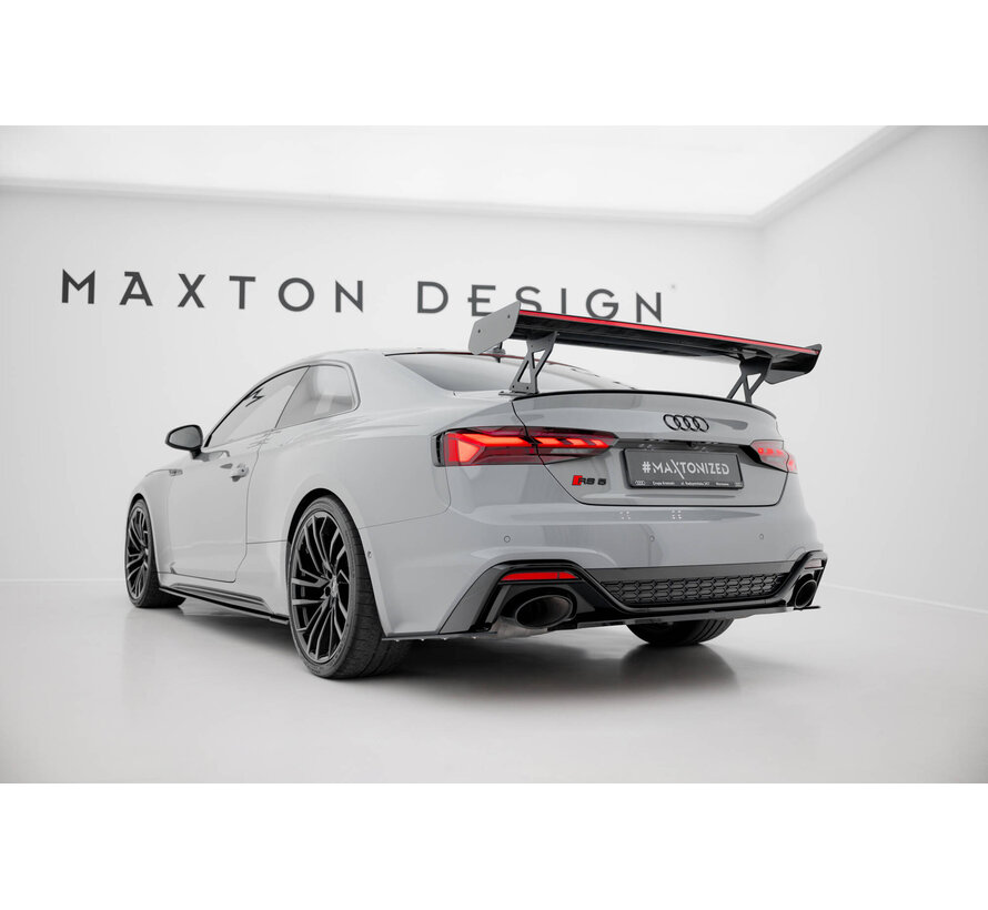 Maxton Design Carbon Spoiler With External Brackets Uprights V.1 + LED Audi A5 / A5 S-Line / S5 / RS5 Coupe F5 / F5 Facelift