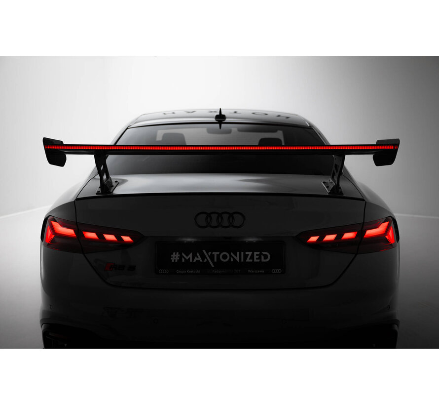 Maxton Design Carbon Spoiler With External Brackets Uprights V.2 + LED Audi A5 / A5 S-Line / S5 / RS5 Coupe F5 / F5 Facelift