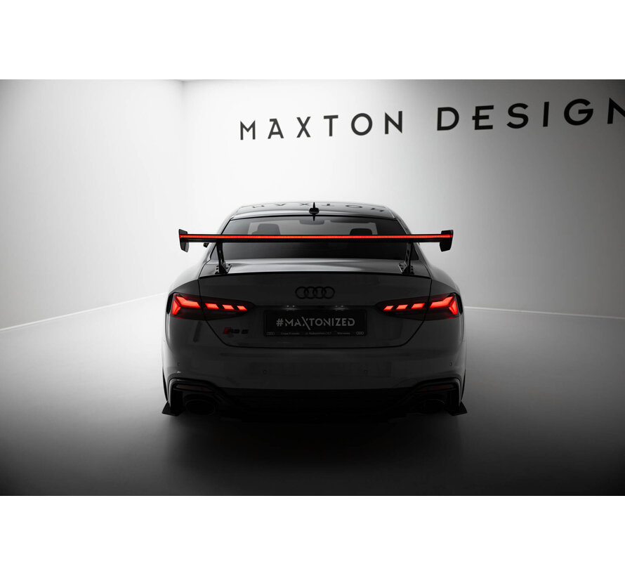 Maxton Design Carbon Spoiler With External Brackets Uprights V.2 + LED Audi A5 / A5 S-Line / S5 / RS5 Coupe F5 / F5 Facelift