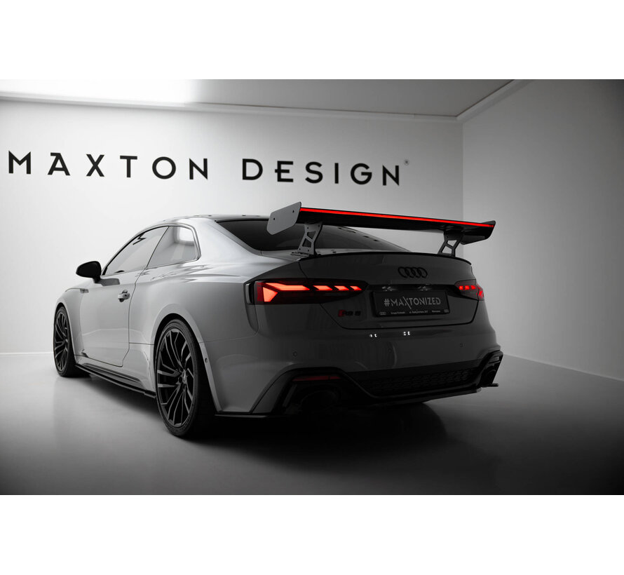 Maxton Design Carbon Spoiler With External Brackets Uprights V.2 + LED Audi A5 / A5 S-Line / S5 / RS5 Coupe F5 / F5 Facelift